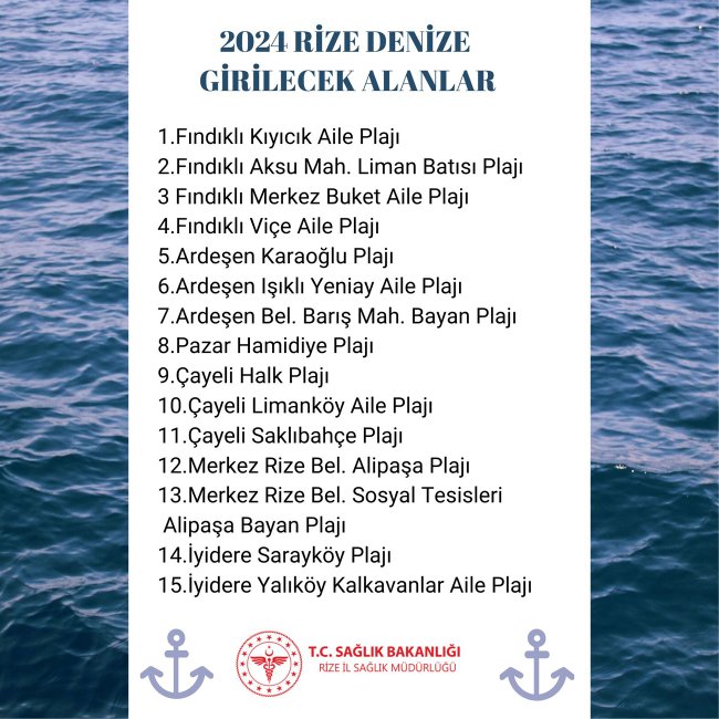 Rize’de denize girilebilecek alanlar belirlendi