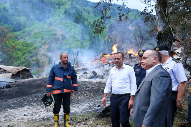 Artvin Valisi Ünsal, yangın yerinde incelemelerde bulundu